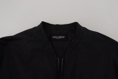 Dolce & Gabbana Men's Black Nylon Logo Bomber Zipper Jacket