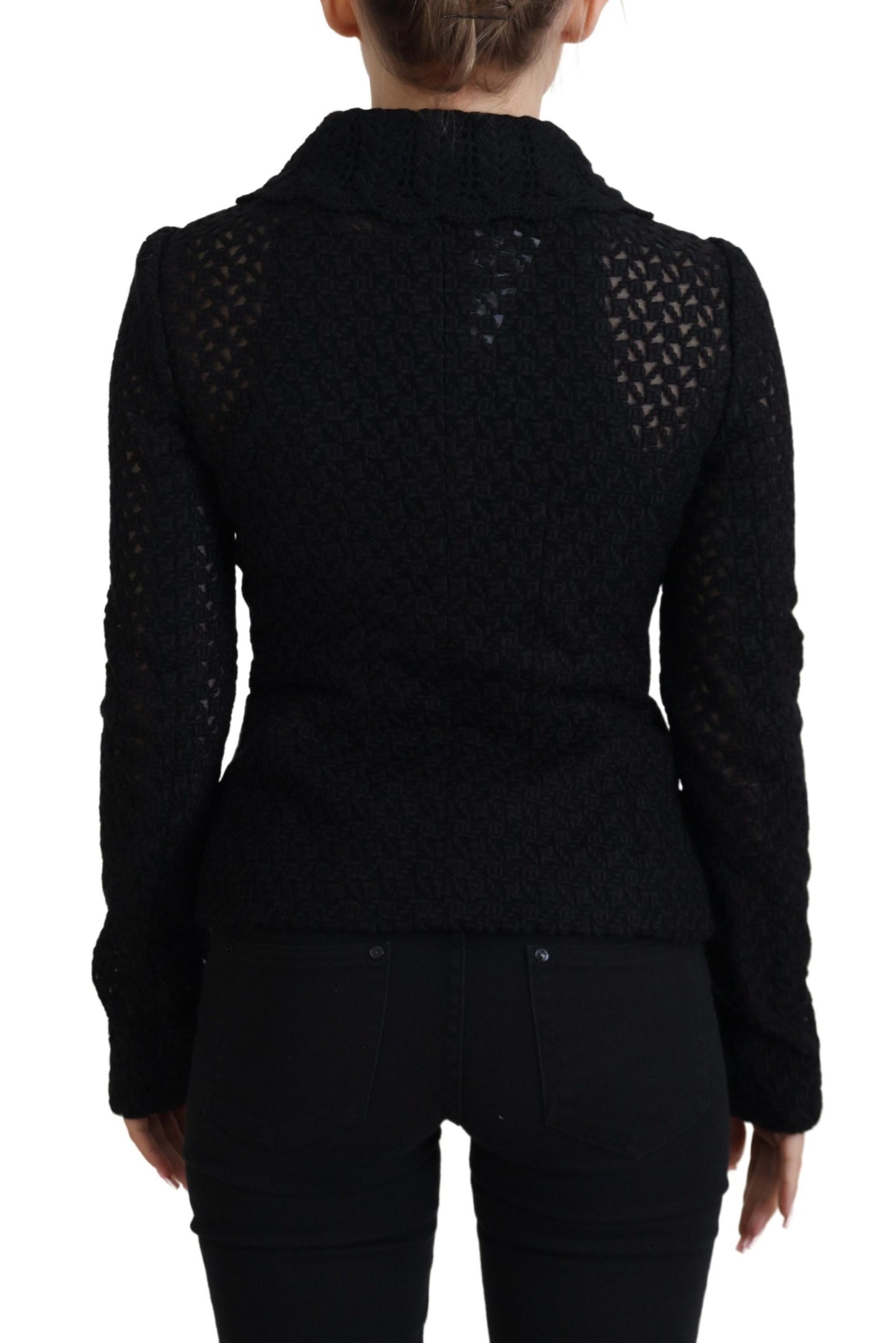 Dolce & Gabbana Women's Elegant Black Wool Blend Button Down Jacket