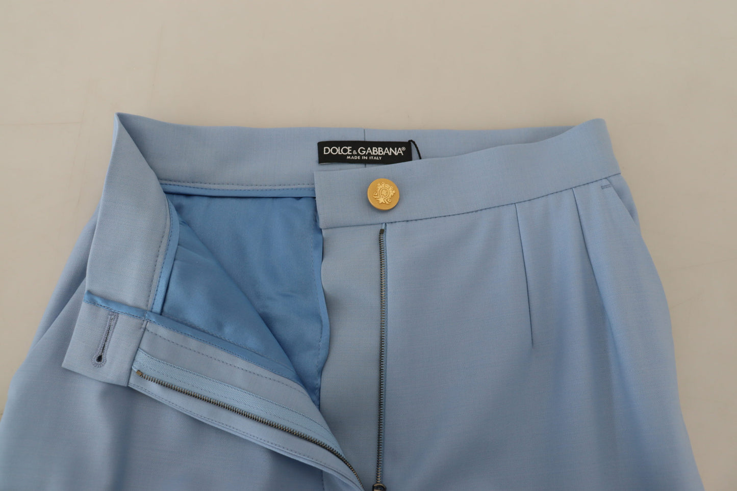 Dolce & Gabbana Women's Light Blue Button Wide Leg Pants