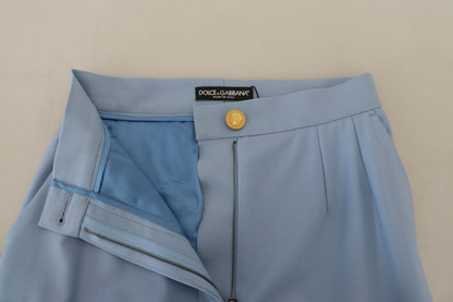 Dolce & Gabbana Women's Light Blue Button Wide Leg Pants