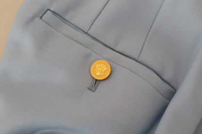 Dolce & Gabbana Women's Light Blue Button Wide Leg Pants