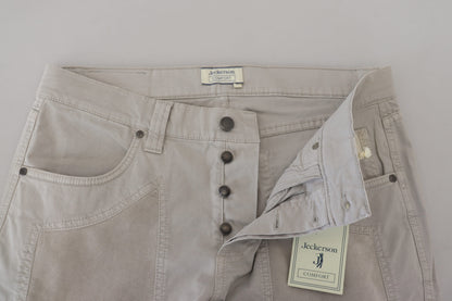 Jeckerson Gray Cotton Tapered Men Casual Pants