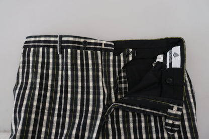 Bencivenga Men's Black Checkered Cotton Casual Pants