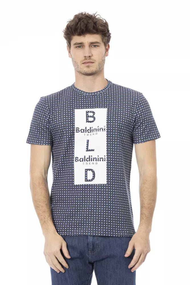 T-Shirt by Baldinini Trend for men in modal & cotton canvas gray & print showcases a fashionable silhouette, elegantly detailed with a fashionable short-sleeve and for a sophisticated, high-fashion look.