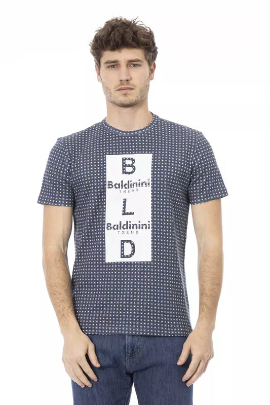 T-Shirt by Baldinini Trend for men in modal & cotton canvas gray & print showcases a fashionable silhouette, elegantly detailed with a fashionable short-sleeve and for a sophisticated, high-fashion look.