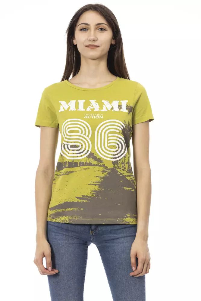 Chic Green Short Sleeve Round Neck Tee