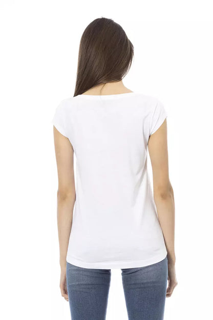 Trussardi Action White Cotton Branded Graphic Print Ladies' T-Shirt