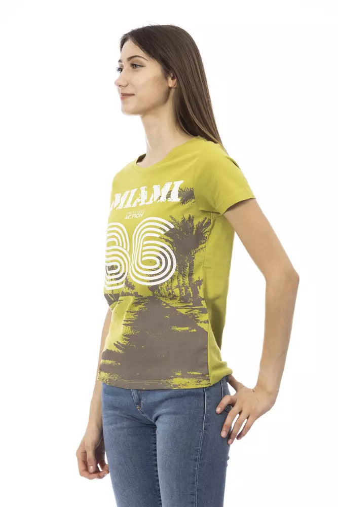 Chic Green Short Sleeve Round Neck Tee