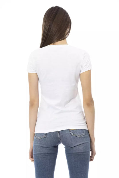 Trussardi Action White Cotton Branded Graphic Print Ladies' T-Shirt