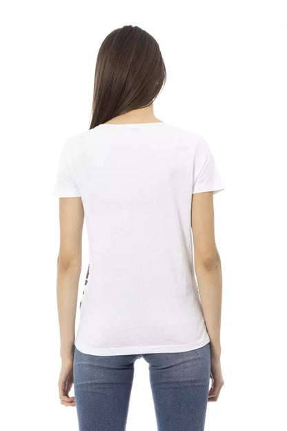 Trussardi Action White Cotton Branded Graphic Print Ladies' T-Shirt