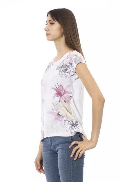 Trussardi Action Women's White Floral Print Cotton T-Shirt
