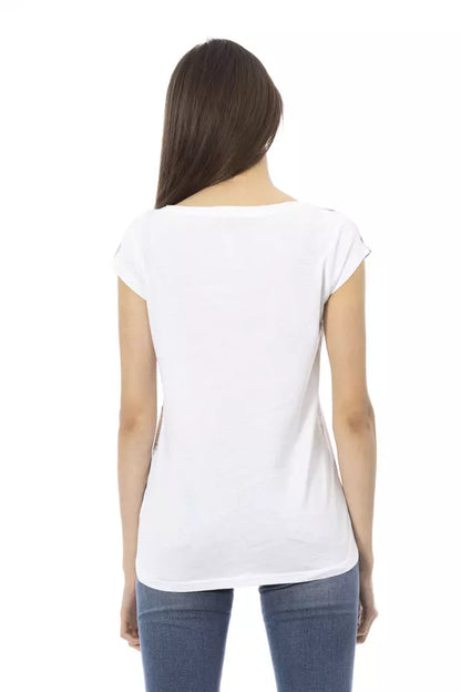 Trussardi Action Women's White Floral Print Cotton T-Shirt
