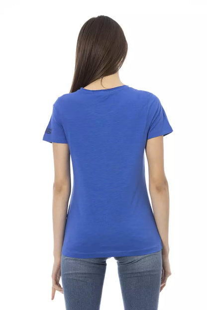 Trussardi Action Women's Blue Cotton Crown Skull Print T-Shirt