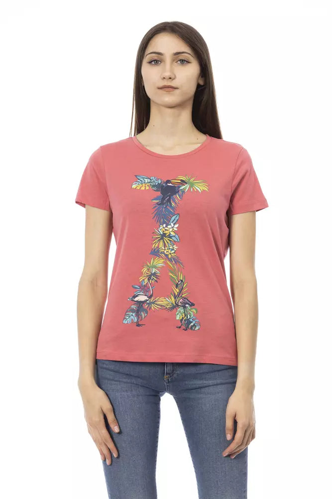 T-Shirt by Trussardi Action for women in viscose cotton fuchsia & print features a plush silhouette, showcasing a sophisticated round neckline and short-sleeve for a truly plush finish.