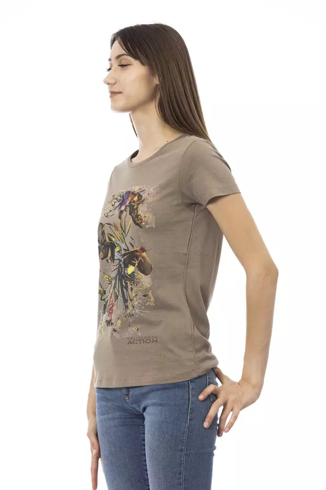 Trussardi Action Women's Brown Cotton Graphic Print T-Shirt