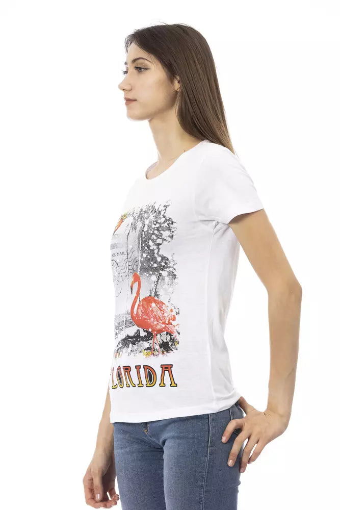 Trussardi Action Women's White Cotton Graphic Print T-Shirt