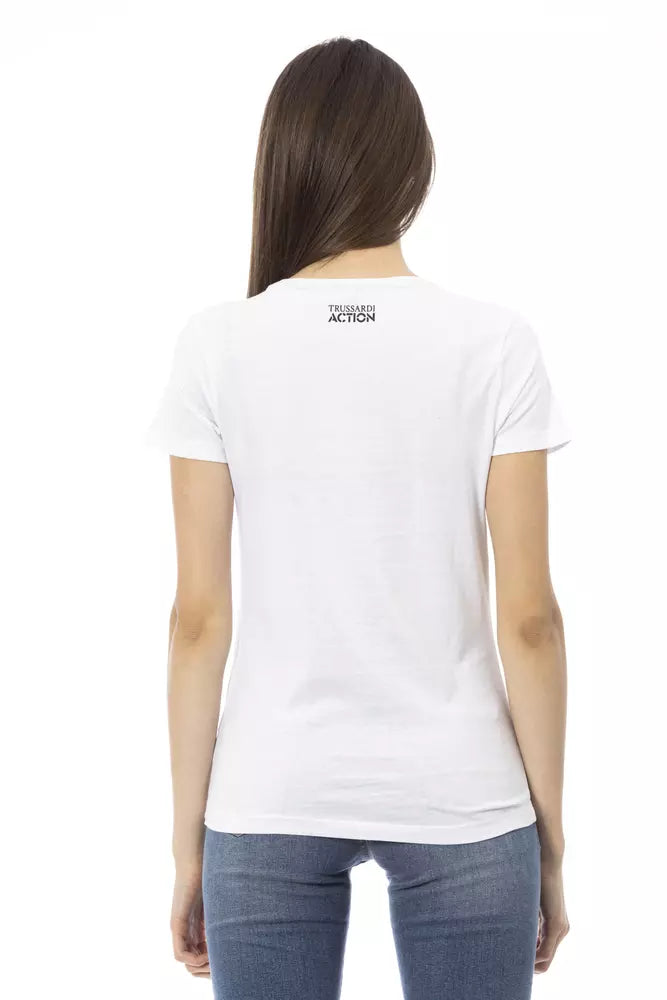 Trussardi Action Women's White Cotton Graphic Print T-Shirt