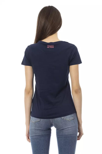 T-Shirt by Trussardi Action for women in blue & print showcases a fashionable silhouette, elegantly detailed with a fashionable and for a sophisticated, high-fashion look.