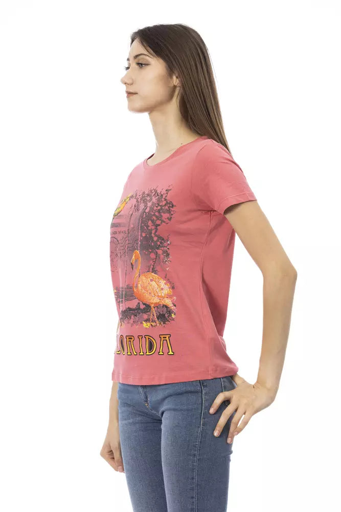 Trussardi Action Women's Pink Cotton Graphic Print T-Shirt