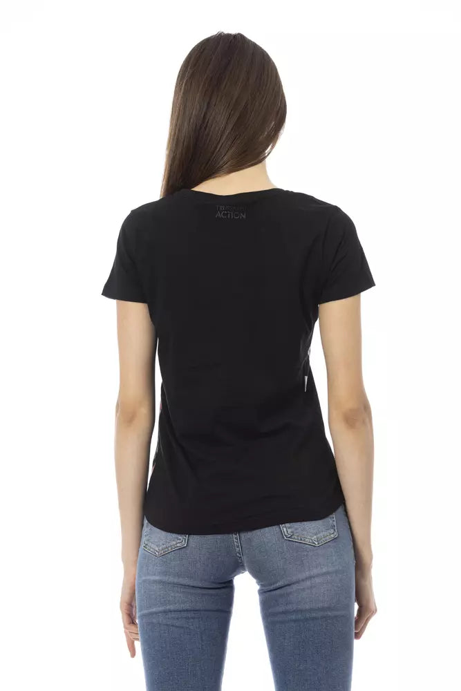 T-Shirt by Trussardi Action for women in black & print showcases a dramatic silhouette, elegantly detailed with a dramatic and for a truly dramatic finish.