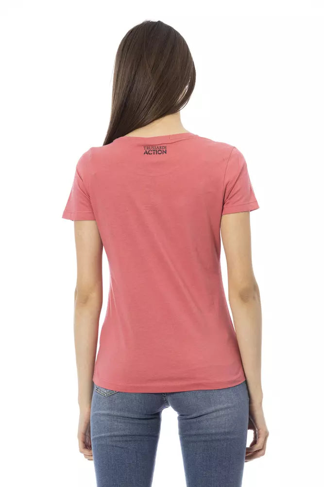 Trussardi Action Women's Pink Cotton Graphic Print T-Shirt