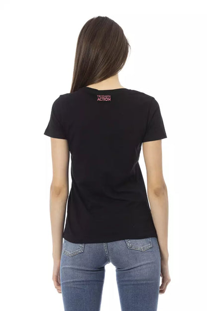 Trussardi Action Women's Black Cotton Graphic Print T-Shirt