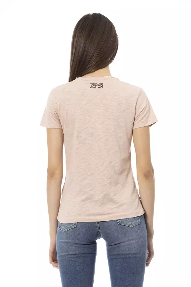 Trussardi Action Women's Pink Cotton Graphic Print T-Shirt