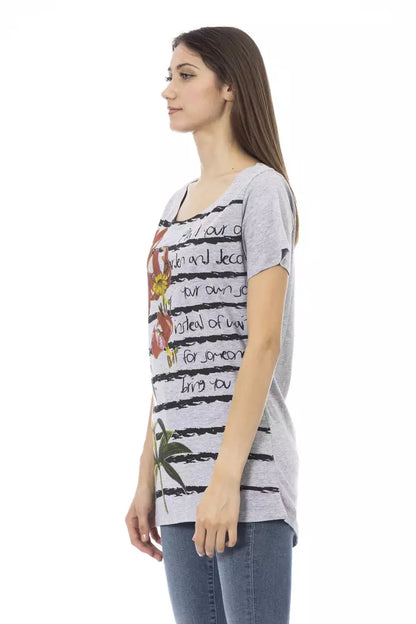 Trussardi Action Women's Grey Cotton Graphic Print T-Shirt