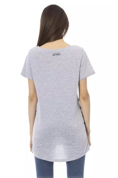 Trussardi Action Women's Grey Cotton Graphic Print T-Shirt