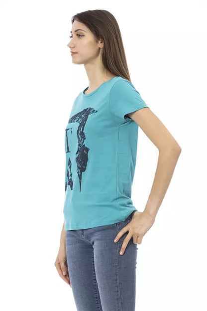 Trussardi Action Women's Light-blue Cotton Logo Print T-Shirt