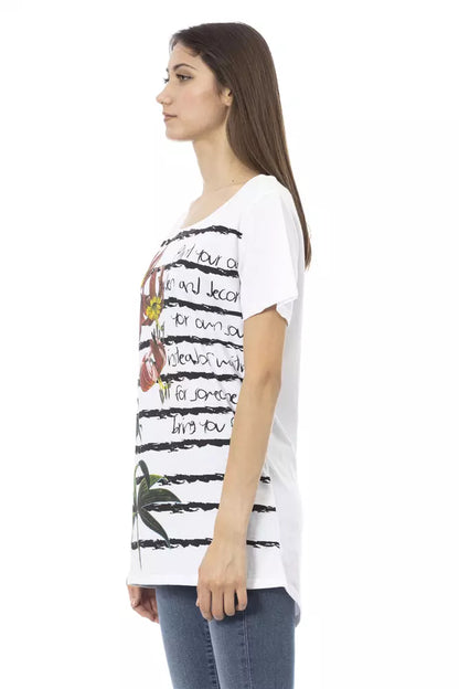 Trussardi Action Women's White Cotton Graphic Print T-Shirt
