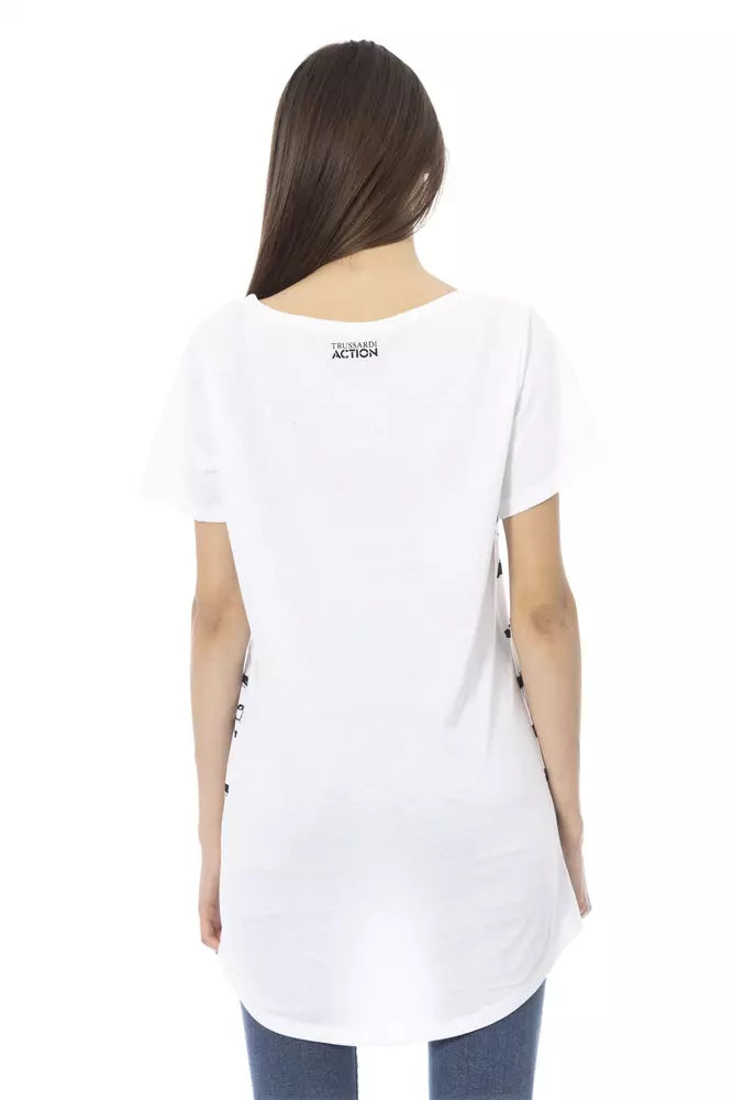 Trussardi Action Women's White Cotton Graphic Print T-Shirt