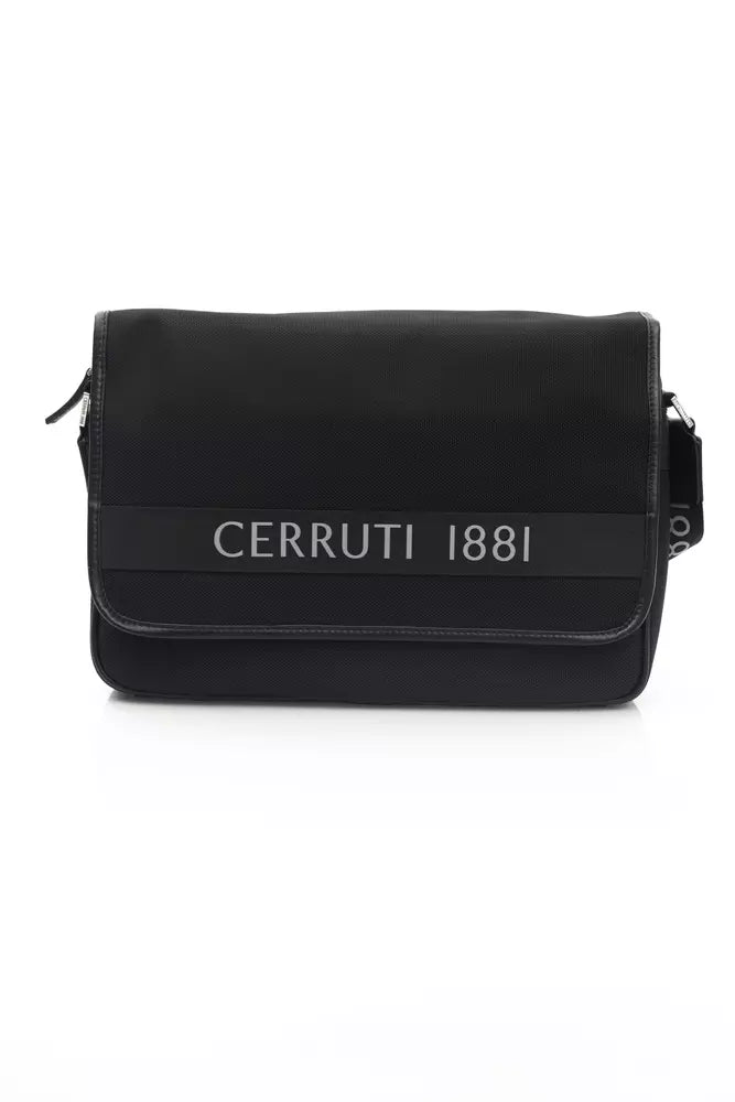 Crossbody Messenger Backpack by Cerruti 1881 for men in nylon black features a stately Nylon Crossbody Messenger Backpack design, showcasing a secure magnetic, ample built-in-compartments, and versatile crossbody-strap for a stately finish.