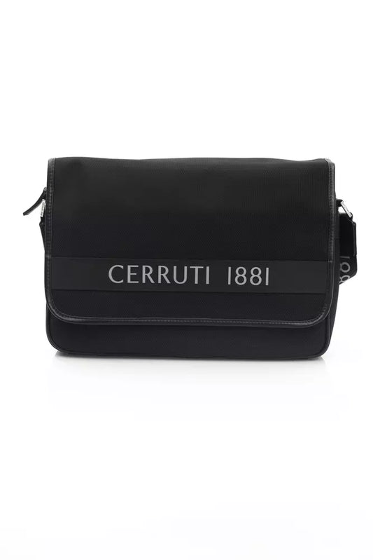Crossbody Messenger Backpack by Cerruti 1881 for men in nylon black features a stately Nylon Crossbody Messenger Backpack design, showcasing a secure magnetic, ample built-in-compartments, and versatile crossbody-strap for a stately finish.