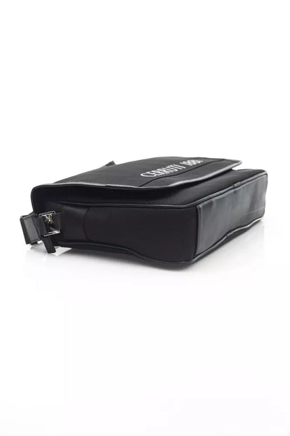Crossbody Messenger Backpack by Cerruti 1881 for men in nylon black presents a stately Nylon Crossbody Messenger Backpack design, showcasing a secure magnetic with ample built-in-compartments and versatile crossbody-strap for a stately finish.