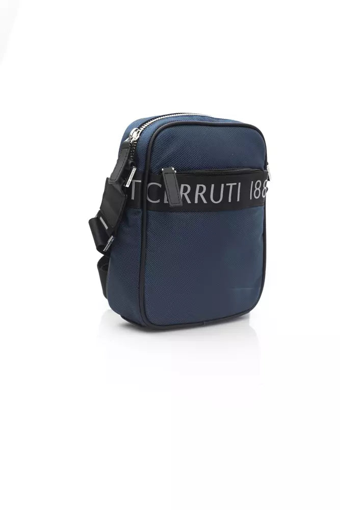 Messenger Backpack by Cerruti 1881 for men in nylon blue showcases a stately Nylon Messenger Backpack design, featuring a secure zipper with stately built-in-compartments and versatile shoulder-strap.