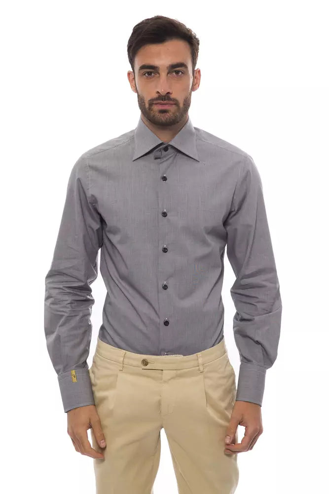 Billionaire Italian Couture Men's Black/White Medium Fit Cotton Shirt
