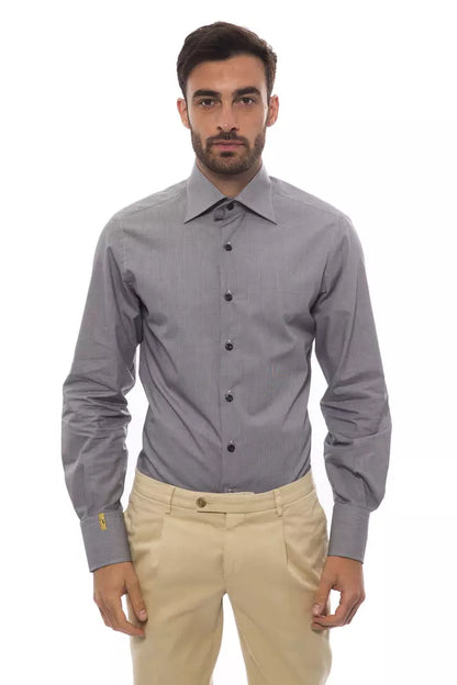 Billionaire Italian Couture Men's Black/White Medium Fit Cotton Shirt