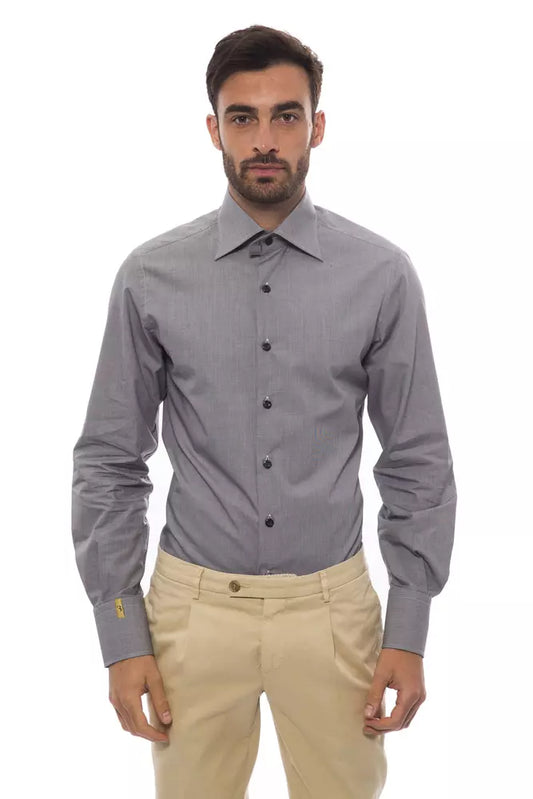 Billionaire Italian Couture Men's Black/White Medium Fit Cotton Shirt