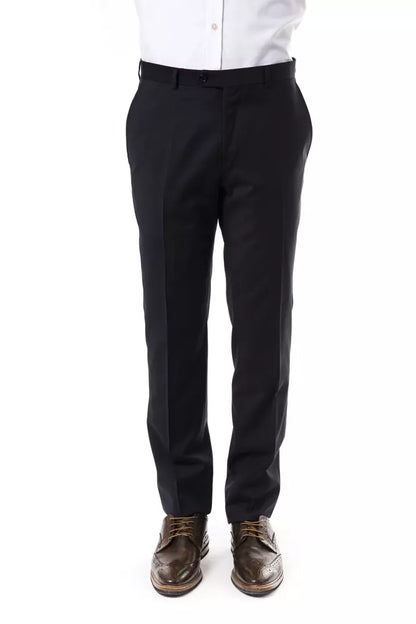 Uominitaliani Men's Gray Classic Wool Suit Pants