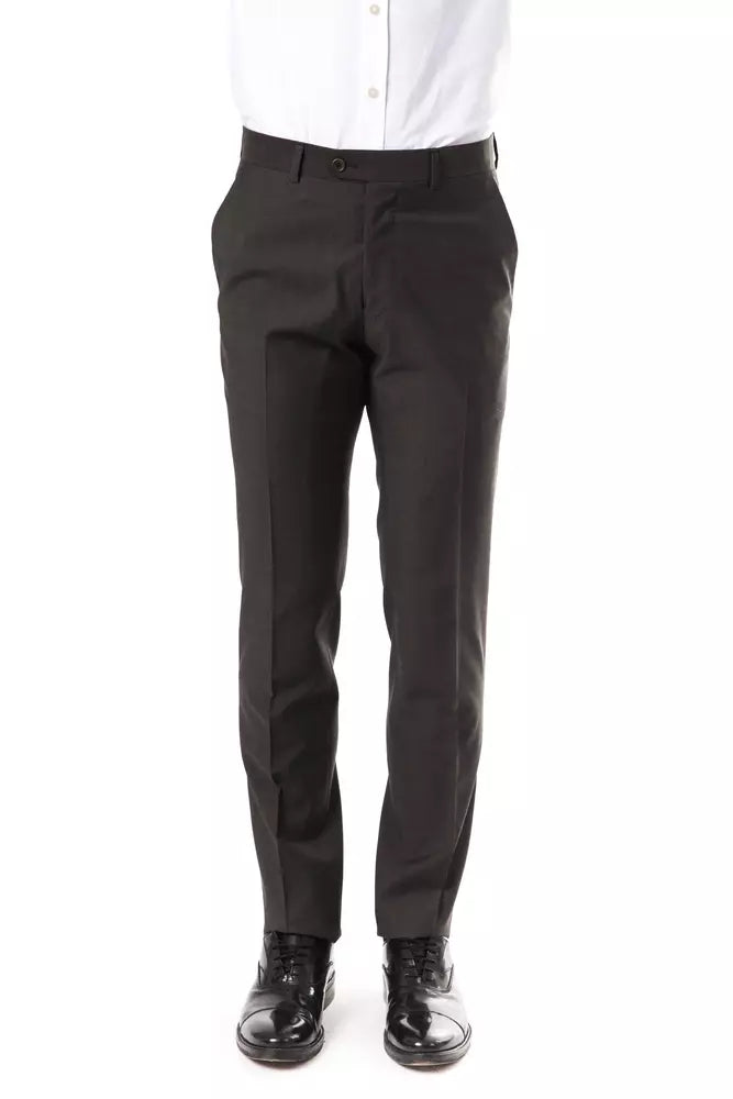 Uominitaliani Men's Grey Wool Suit Pants