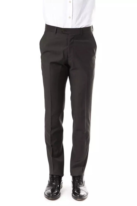 Uominitaliani Men's Grey Wool Suit Pants