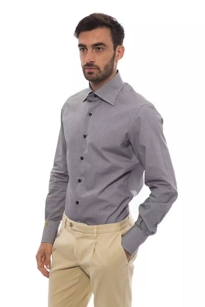 Billionaire Italian Couture Men's Black/White Medium Fit Cotton Shirt