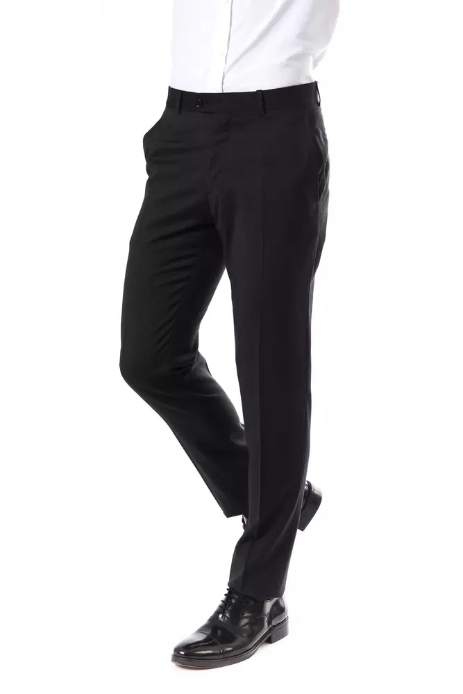 Uominitaliani Men's Gray Classic Wool Suit Pants