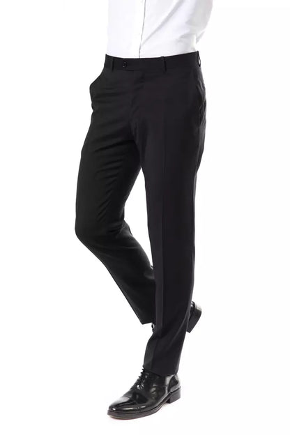 Uominitaliani Men's Gray Classic Wool Suit Pants