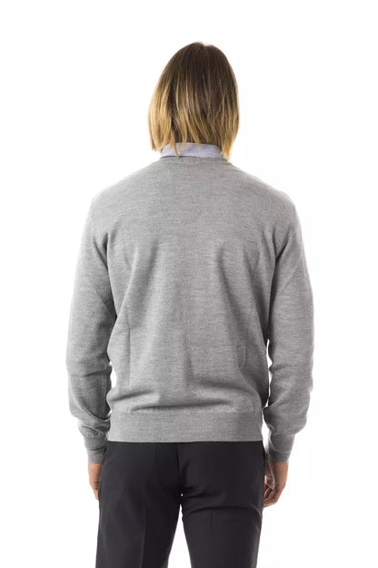 Fog Grey Uominitaliani Men's V-neck Wool Sweater