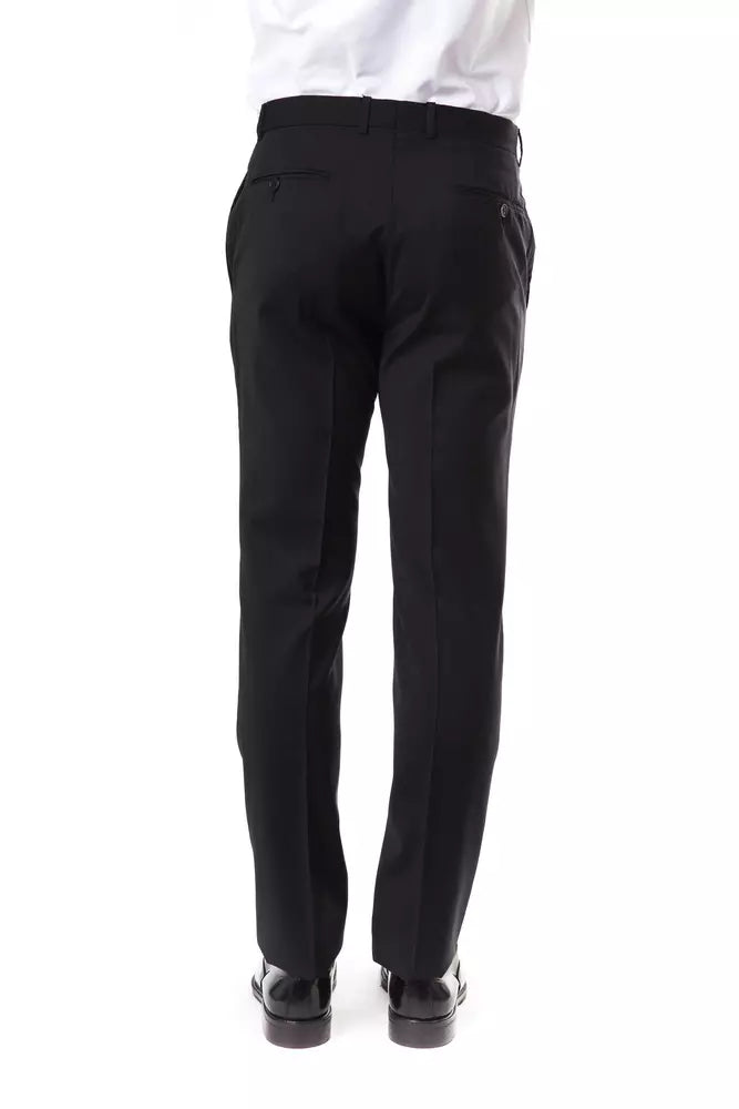 Uominitaliani Men's Gray Classic Wool Suit Pants