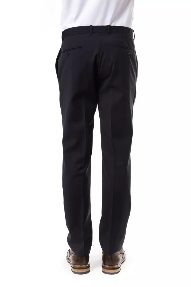 Uominitaliani Men's Gray Classic Wool Suit Pants