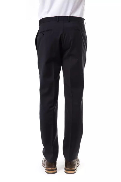 Uominitaliani Men's Gray Classic Wool Suit Pants