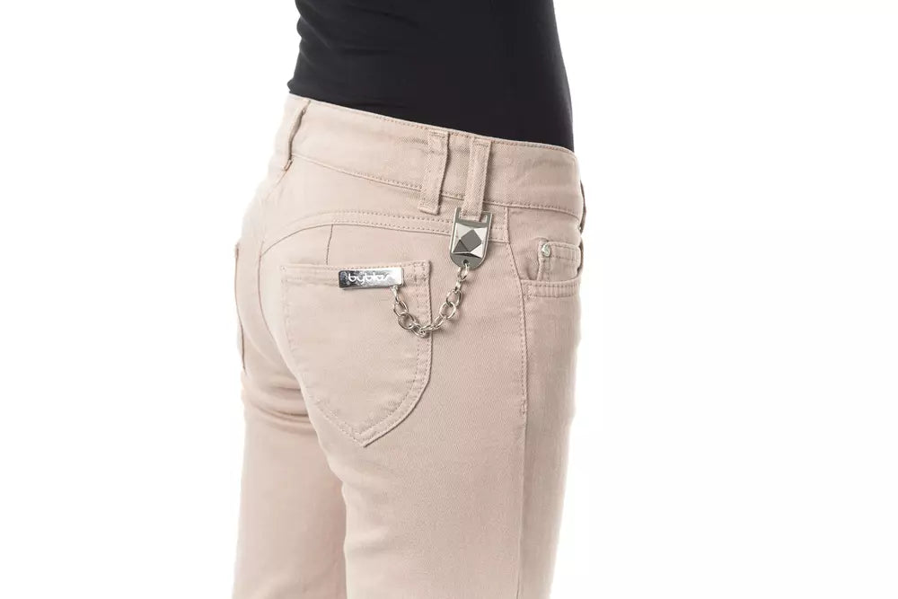 Byblos Women's Beige Cotton Slim Fit Pants
